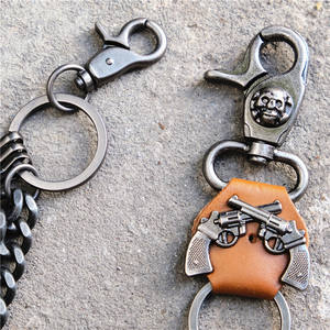 Criativo Double Gun Bullet Pingente Liga Cadeia Grossa Jeans Moda Hip Hop Europeu American Punk Trendy Cadeia de cintura para homens - Product Image 3