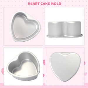 Moule à gâteau en forme de cœur, antiadhésif, en aluminium écologique, compatible four/micro-ondes, avec fond amovible, 4/6/8/10 pouces, best-seller - Product Image 3