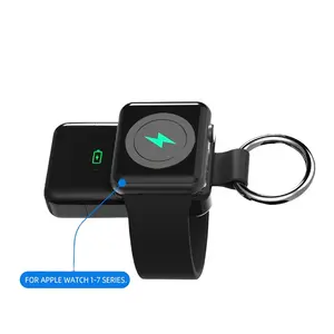 Carregador sem fio portátil do relógio do banco do poder do Keychain 1400mAh para o Apple Watch 7000 316L SE