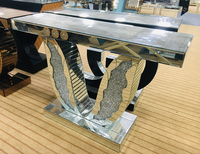 Table console extensible moderne faite à la main avec finition diamantée scintillante
