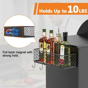 Accesorios para Parrilla <span class=keywords><strong>de</strong></span> <span class=keywords><strong>Cocina</strong></span> al Aire Libre, Paquete <span class=keywords><strong>de</strong></span> 2 Contenedores Magnéticos <span class=keywords><strong>de</strong></span> Almacenamiento, Cesta <span class=keywords><strong>de</strong></span> Acero Inoxidable para Parrilla con Soporte para Toallas <span class=keywords><strong>de</strong></span> Papel para Barbacoa - Product Image 3