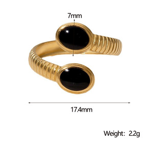Anello da Donna Trendy in Stile Europeo e Americano, Gioiello in Acciaio Inossidabile Placcato Oro, Fascia Apribile di Alta Qualità ALN26032221 - Product Image 6