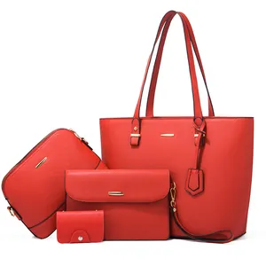 Creative Bow Tag Coconut Shell Leather Messenger Shoulder Handbag Unisex 2022 4pcs Tote Bag Set