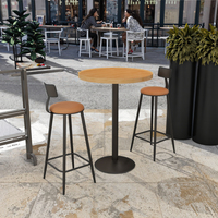 Table de bar ovale moderne de luxe en bois massif et fer pour café commercial, salon de thé, table haute pour villas, extérieurs, mobilier de restaurant