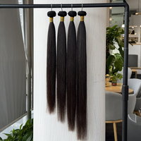 Extensions de cheveux chinois vierges lisses de 22 pouces, 100 % naturels, noirs, soyeux, tissage double trame à la machine, minimal de perte, sans nœuds