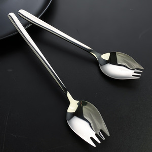 304 Stainless Steel Spoon <b>Fork</b> Integrated Utensil 17cm 19cm <b>Dessert</b> Salad Pasta Western Dinner Use - Product Image 3