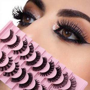 Meistverkaufte Mehrschichtige Künstliche Nerz-Wimpern im Russischen Stil mit Schwarzem Kunststoffband - 10 Paar pro Packung Sofort Lieferbar - Product Image 1