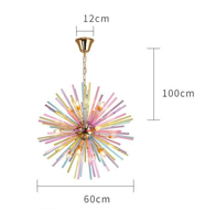 LUSTRE EN CRISTAL ARC-EN-CIEL Corps en fer Pièces en verre de cristal Base E-14 verre coloré