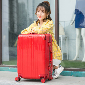 Red 20-Inch <b>Suitcase</b> With Lock Zipper Closure Durable Spinner <b>Wheels</b> For Women Leisure Travel - Product Image 2