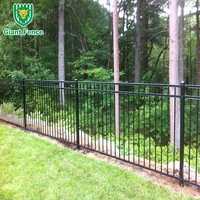 Panneaux de clôture de sécurité modernes anti-escalade en acier tubulaire noir thermolaqué de 1,8 m sur mesure, 3 rails en fer forgé pour jardin résidentiel