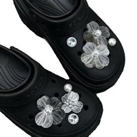 Breloque florale pour sabot, style vintage de luxe léger, accessoires DIY, été/automne, style Croc, perle et strass détachables