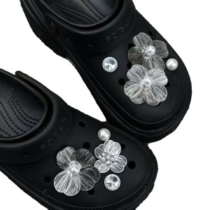 Breloque florale pour sabot, style vintage de luxe léger, accessoires DIY, été/automne, style Croc, perle et strass détachables - Product Image 5