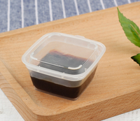 Gobelets carrés transparents en PP avec couvercles, contenants jetables pour sauces, portions individuelles pour la restauration à emporter et les services de traiteur