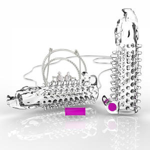 Condón de cristal, más grueso y más largo, punto G, condón de partículas grandes, retraso de vibración, anillo para pene, productos para adultos - Product Image 1