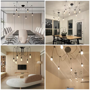 <span class=keywords><strong>Lustre</strong></span> <span class=keywords><strong>araignée</strong></span> rétro à <span class=keywords><strong>6</strong></span> lumières, noir, avec câbles multiples réglables, lampe suspendue pour restaurant, salon, entrepôt USA - Product Image 5