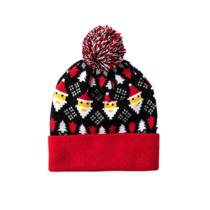 Jakarlı <span class=keywords><strong>Moose</strong></span> tasarım aydınlık LED yün Hairball şapka ile noel çizgili örgü şapka - Product Image 1