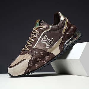 Baskets décontractées en cuir faites à la main pour hommes, style plateforme, pour la marche - Product Image 1