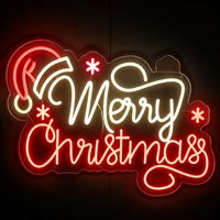 Enseigne néon personnalisée Joyeux Noël, lumière LED néon Chapeau de Père Noël Flocon de neige pour Bar, Café, Magasin, Maison, Décoration Murale de Noël