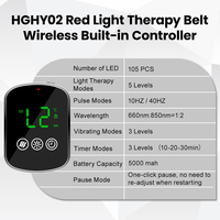 Ceinture de thérapie par photobiomodulation à lumière rouge, 105 LED, 660 nm, 850 nm, thérapie par infrarouge proche pour le soutien lombaire et le soulagement des douleurs articulaires
