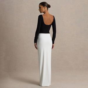 OEM 서비스 파티 솔리드 컬러 슬림핏 섹시하고 우아한 백리스 플로어 길이 머메이드 롱 슬리브 맥시 이브닝 드레스 가운 - Product Image 2