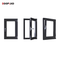 Ventanas y Puertas Abatibles de Aluminio con Rotura de Puente Térmico y Resistentes a la Lluvia, Ventana Abatible con Vidrio Templado Doble Capa Tintado