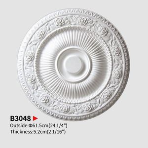 Rose <span class=keywords><strong>de</strong></span> plafond moderne en polyuréthane, légère et facile à installer, plâtre PU pour chambre à coucher et villa - Product Image 2
