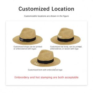 Custom Womens <b>Mens</b> Wide Brim Panama Fedora Summer Beach <b>Sun</b> Upf Straw <b>Hat</b> for Women Sombrero De Paja - Product Image 4