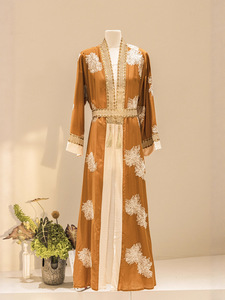 Nuovi turbanti in poliestere per donne musulmane, stile mediorientale ed europeo, con stampa floreale dorata, Abaya Dubai. - Product Image 6