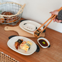 Petite assiette en céramique vintage pour chien, idéale pour les voyages et la maison, pour assaisonnements et sauce soja