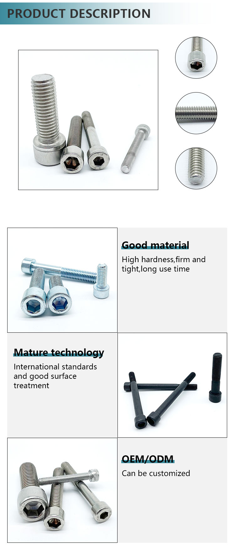 Allen Bolt Hex Din912 Bolts M6 Allen Bolt Manufacturers Grade 10.9 12.9 Hexagon Socket Head Cap Screw