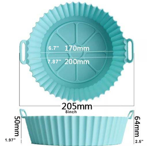 Doublure de panier réutilisable ronde de 8 pouces avec logo personnalisé, plateau de cuisson pour friteuse à air, doublures en silicone personnalisées pour friteuse à air - Product Image 3