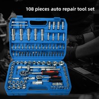 Coffret d'outils de réparation automobile GOF de 61/82/94/108 pièces, clé à cliquet en acier au carbone bleu, outils à main et à énergie manuelle