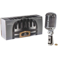 Microphone filaire professionnel 55SH Pro Audio Recording, couleur argent, pour enregistrement de batterie et chant.
