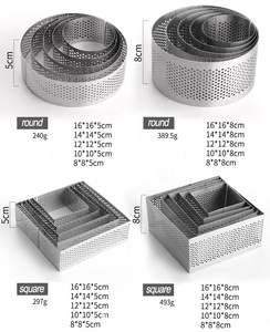 Aumentar 8 cm <span class=keywords><strong>de</strong></span> acero inoxidable para hornear pastel Mousse anillo herramientas para hornear perforado francés hornear tartaleta <span class=keywords><strong>molde</strong></span> Pie tarta pastel anillo - Product Image 3