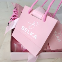 Sac en papier rose personnalisé de luxe pour bijoux et cosmétiques, sac en carton rose avec votre propre logo