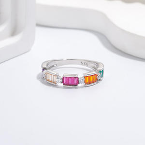 Spj Elegante 925 Sterling Zilverkleurige Ring Cz Kubieke Zirkoon Belofte Trouwringen Voor Feest Sieraden Cadeau Voor Vrouwen - Product Image 3