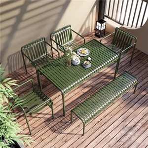 In ferro <span class=keywords><strong>da</strong></span> <span class=keywords><strong>giardino</strong></span> all'aperto <span class=keywords><strong>tavolo</strong></span> <span class=keywords><strong>e</strong></span> sedia Set Patio panche moderno semplice cortile per il tempo libero all'aperto scrivania-sedia <span class=keywords><strong>da</strong></span> tè caffetteria - Product Image 2