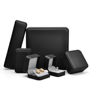 FANXI Custom Ring <b>Box</b> Pedant <b>Box</b> High End <b>Black</b> PU Leather Jewelry Packaging <b>Box</b> with Logo - Product Image 2