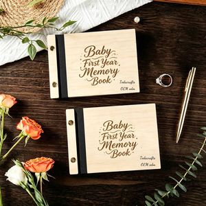 Regali per Baby Shower, Album Fotografici in Legno Moderni Incisi, Libro dei Ricordi del Primo Anno del Bambino OEM - Product Image 1