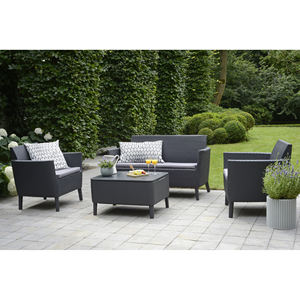 SALEMO GARDEN LOUNGE EN RÉSINE EFFET ROTIN GRAPHITE - Product Image 1