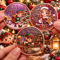 Pièce de monnaie commémorative de Noël personnalisée en cuivre pur 999 de 1 oz, décorée en relief 3D, imprimée UV, objet de collection, souvenir de vacances