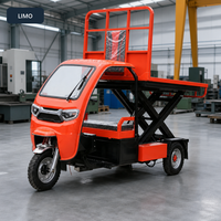 Tricycles électriques à plateforme élévatrice à ciseaux avec cabine fermée pour atelier d'usine, plateforme 1800 x 1200 mm, moteur 1500W