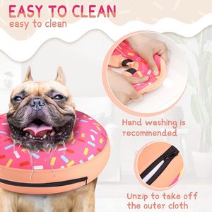 Donut Pet <b>Collar</b> Soft Protective Neck Brace Adjustable Dog <b>Collar</b> Cute Treat Print for Recovery - Product Image 4