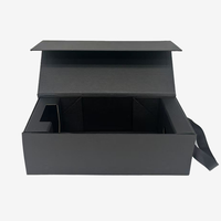 Emballage pliant noir personnalisé cadeau vin boîtes magnétiques emballage de luxe avec poignée et insert en carton