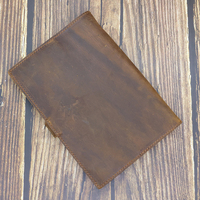 Carnet en cuir véritable fait main A5 marron 100g en cuir de vachette Crazy Horse, modèle bouton Tn042-a5