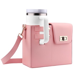 Bolso de Mano Elegante de Piel Sintética para Mujer, Porta Botella de Agua, Funda Personalizada para Taza, Bolso Bandolera - Product Image 1