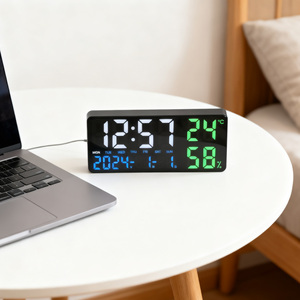 14 Inches Digital <strong>Large</strong> <strong>LED</strong> Alarm <strong>Clock</strong> Day Time Date Week Display with Night Lights Temperature Humidity Timer for Home Office - Product Image 2