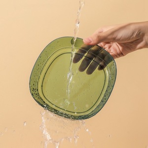 Disposable Square Snack Plates PP Plastic Transparent White Yellow Green Party Use - Product Image 4