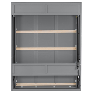 Modernes Massives <span class=keywords><strong>Murphy</strong></span>-Bett mit Schreibtisch, Bücherregal und Schrank, Queensize, Gasdruckfedermechanismus, LED-Kombination, Platzsparendes Panel für Home-Office und Gäste - Product Image 1