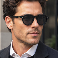 Lunettes de soleil Partagas en gros, style rétro, avec logo personnalisé, monture ronde en PC, branches à fixation par broche, protection UV400, pour femmes et hommes